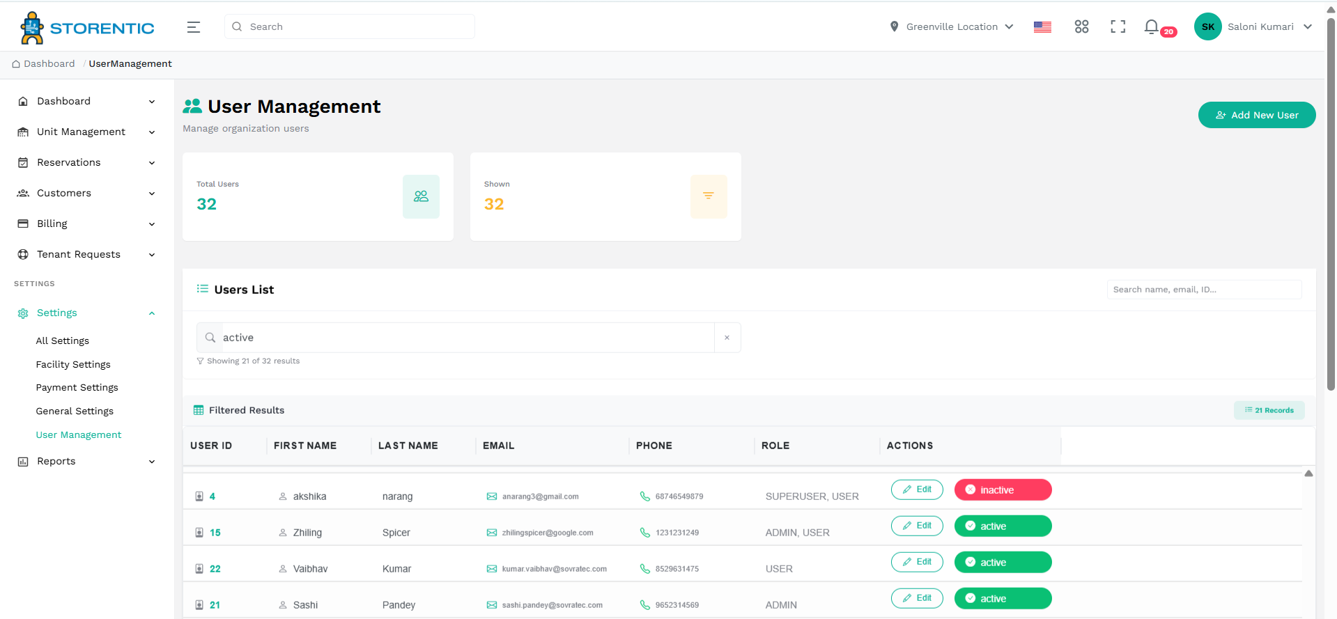 User management and permissions in Storentic Portal